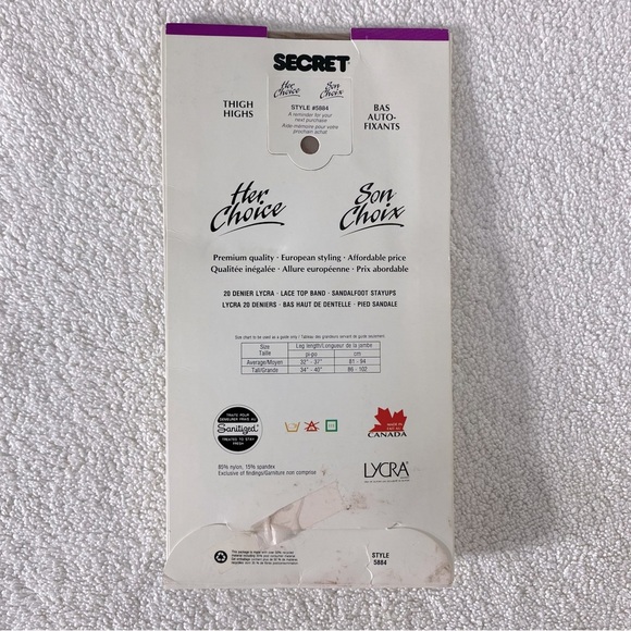 Vintage Secret Thigh Highs With Lace Top Band in Neutral Tall NWT - Picture 7 of 7